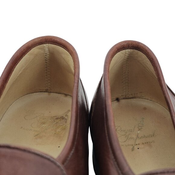 Florsheim Royal Imperial Men 13 Brown Leather Dress Shoes Moc-toe Tassel Loafers - Picture 7 of 11